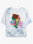 Disney The Little Mermaid Live Action Ariel With Flounder Tie-Dye Womens Crop T-Shirt, WHITEBLUE, hi-res