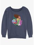 Disney The Little Mermaid Live Action Ariel With Flounder Womens Slouchy Sweatshirt, BLUEHTR, hi-res
