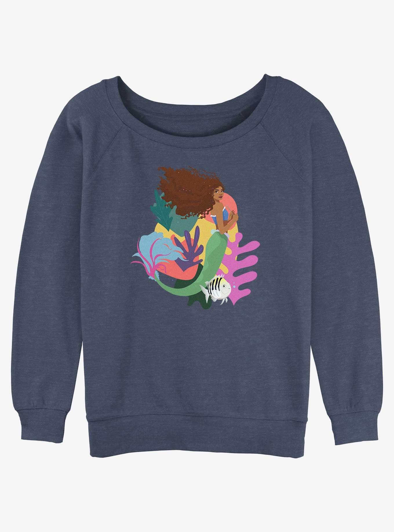 Disney The Little Mermaid Live Action Ariel With Flounder Womens Slouchy Sweatshirt, , hi-res