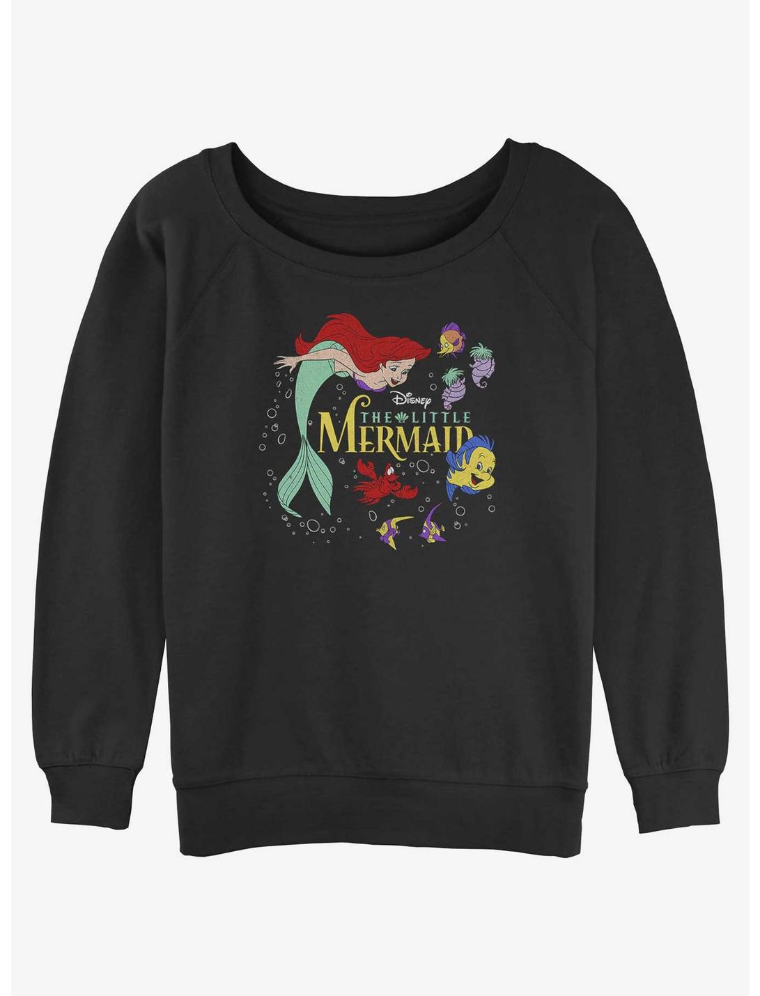 Disney The Little Mermaid Movie Poster Womens Slouchy Sweatshirt, BLACK, hi-res