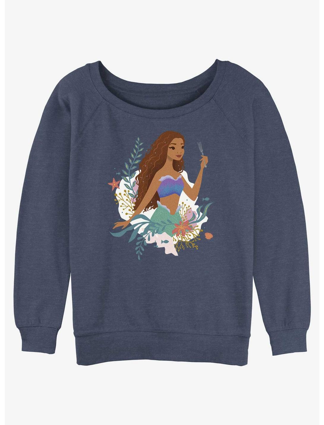 Disney The Little Mermaid Live Action Ariel and The Dinglehopper Womens Slouchy Sweatshirt, BLUEHTR, hi-res