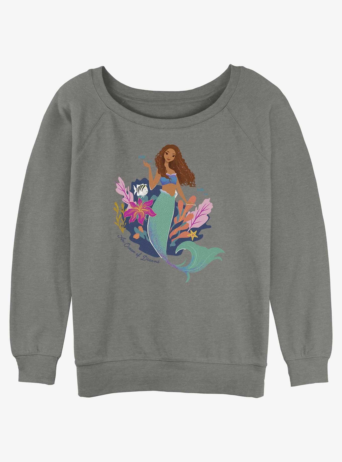 Disney The Little Mermaid Live Action An Ocean Of Dreams Womens Slouchy Sweatshirt, GRAY HTR, hi-res