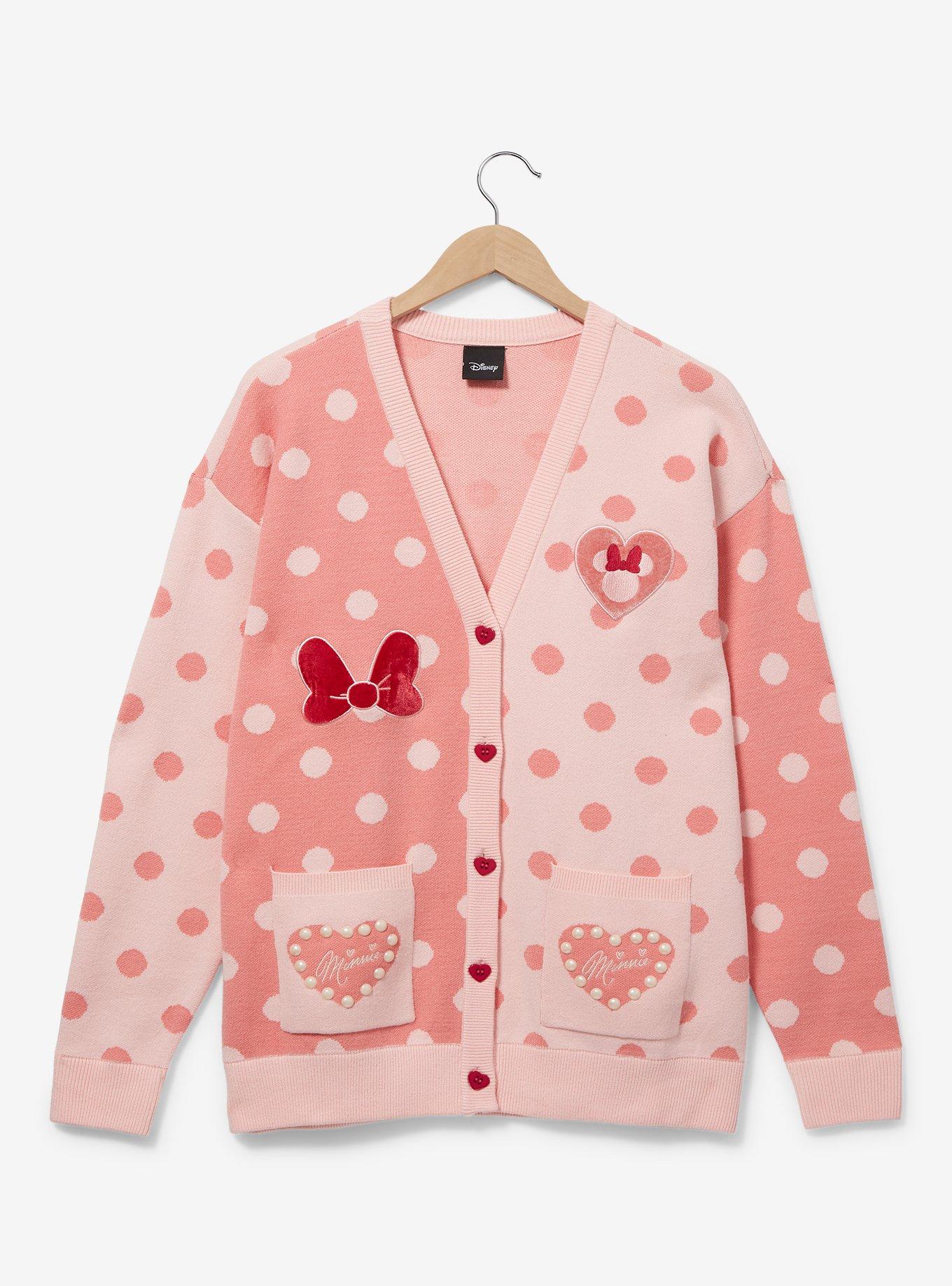 Disney Minnie Mouse Polka Dot Cardigan Plus Size, PINK, hi-res