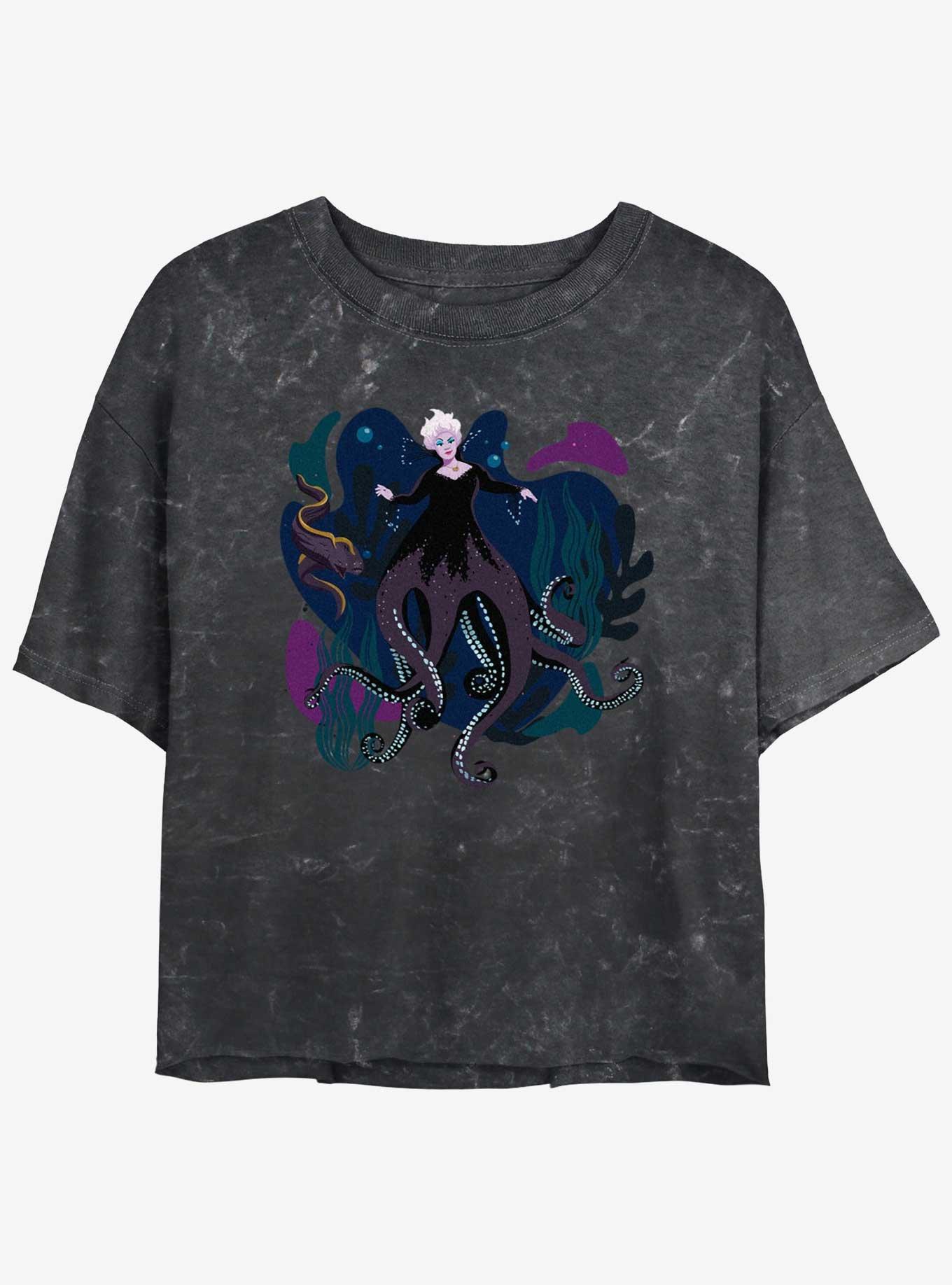 Disney The Little Mermaid Live Action Ursula With Flotsam and Jetsam Mineral Wash Womens Crop T-Shirt
