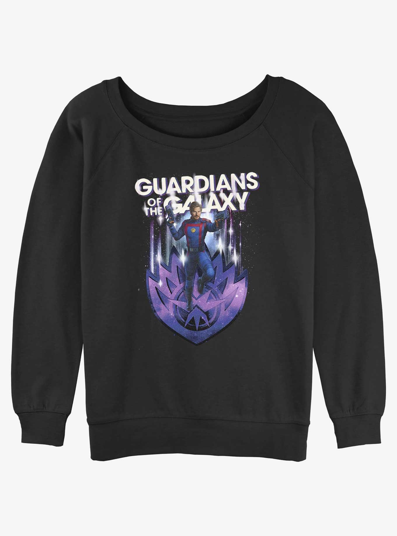 Marvel Guardians of the Galaxy Vol. 3 Star-Lord Dual Blasters Womens Slouchy Sweatshirt, BLACK, hi-res