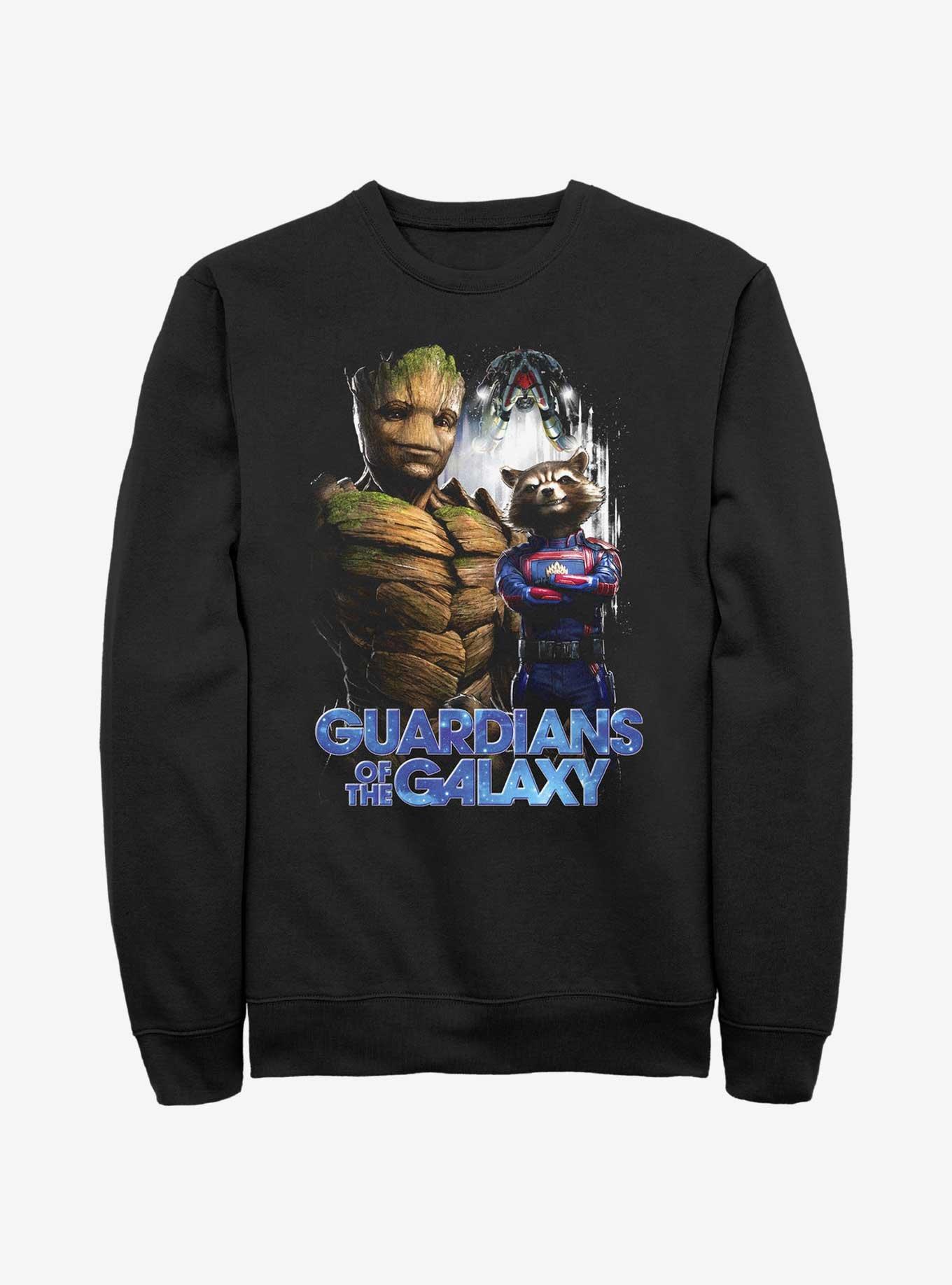 Marvel Guardians of the Galaxy Vol. 3 Duo Team Groot and Rocket Sweashirt, BLACK, hi-res