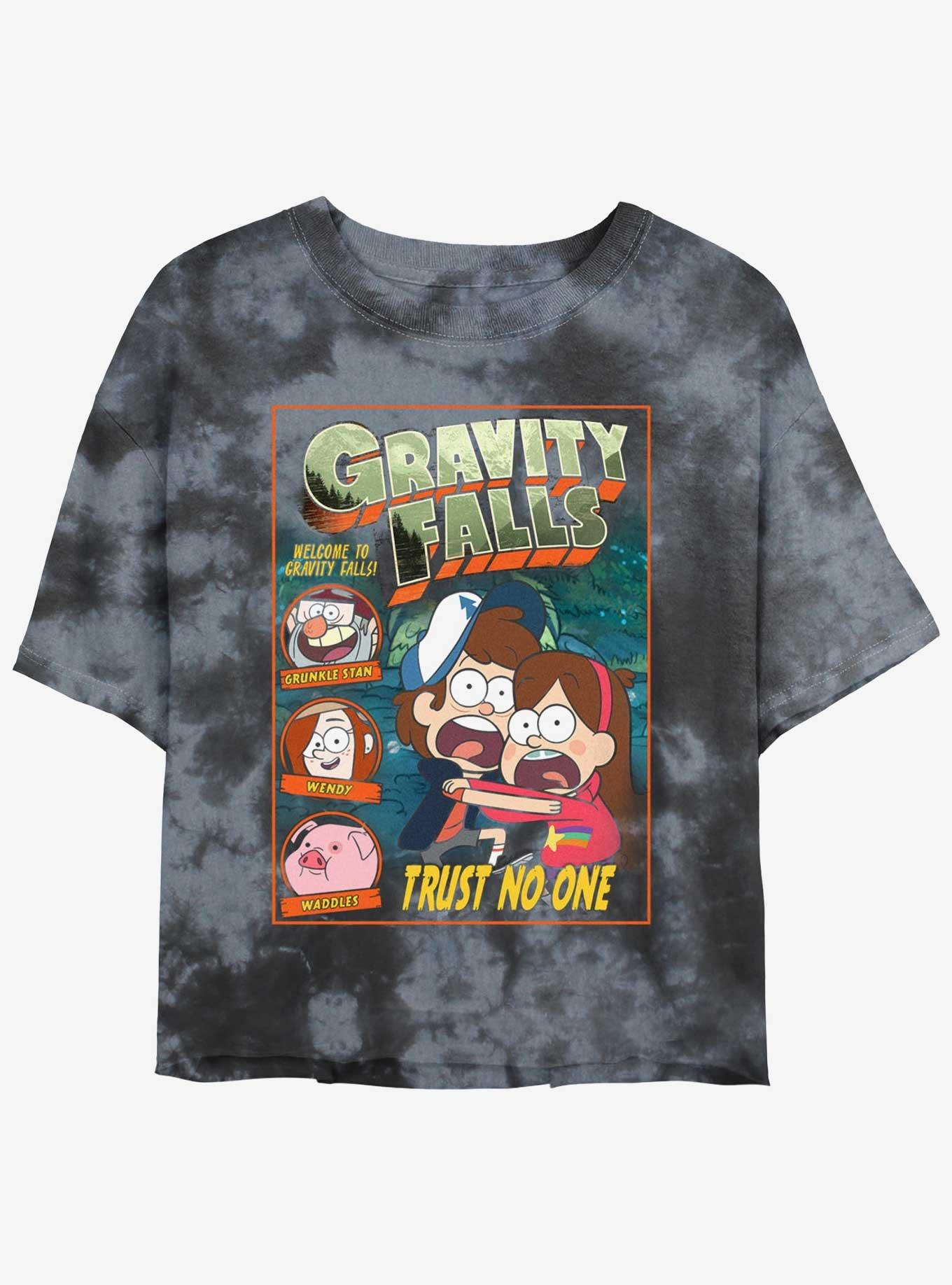 Disney Gravity Falls Trust No One Comic Cover Tie-Dye Womens Crop T-Shirt, BLKCHAR, hi-res
