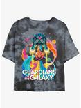 Marvel Guardians of the Galaxy Vol. 3 Psychedelic Ship Tie-Dye Womens Crop T-Shirt, BLKCHAR, hi-res