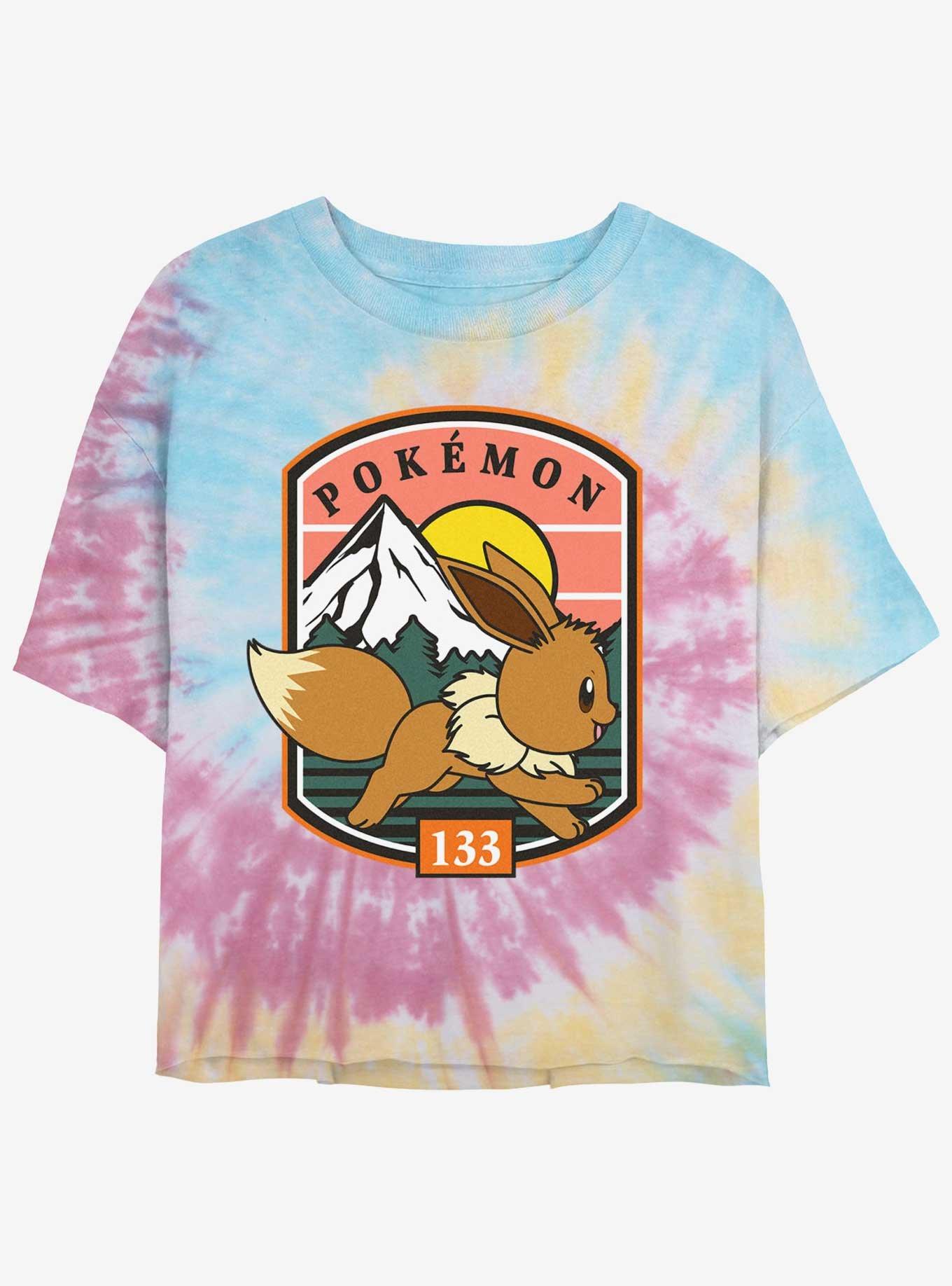 Pokemon Eevee Out For A Run Tie-Dye Womens Crop T-Shirt, , hi-res