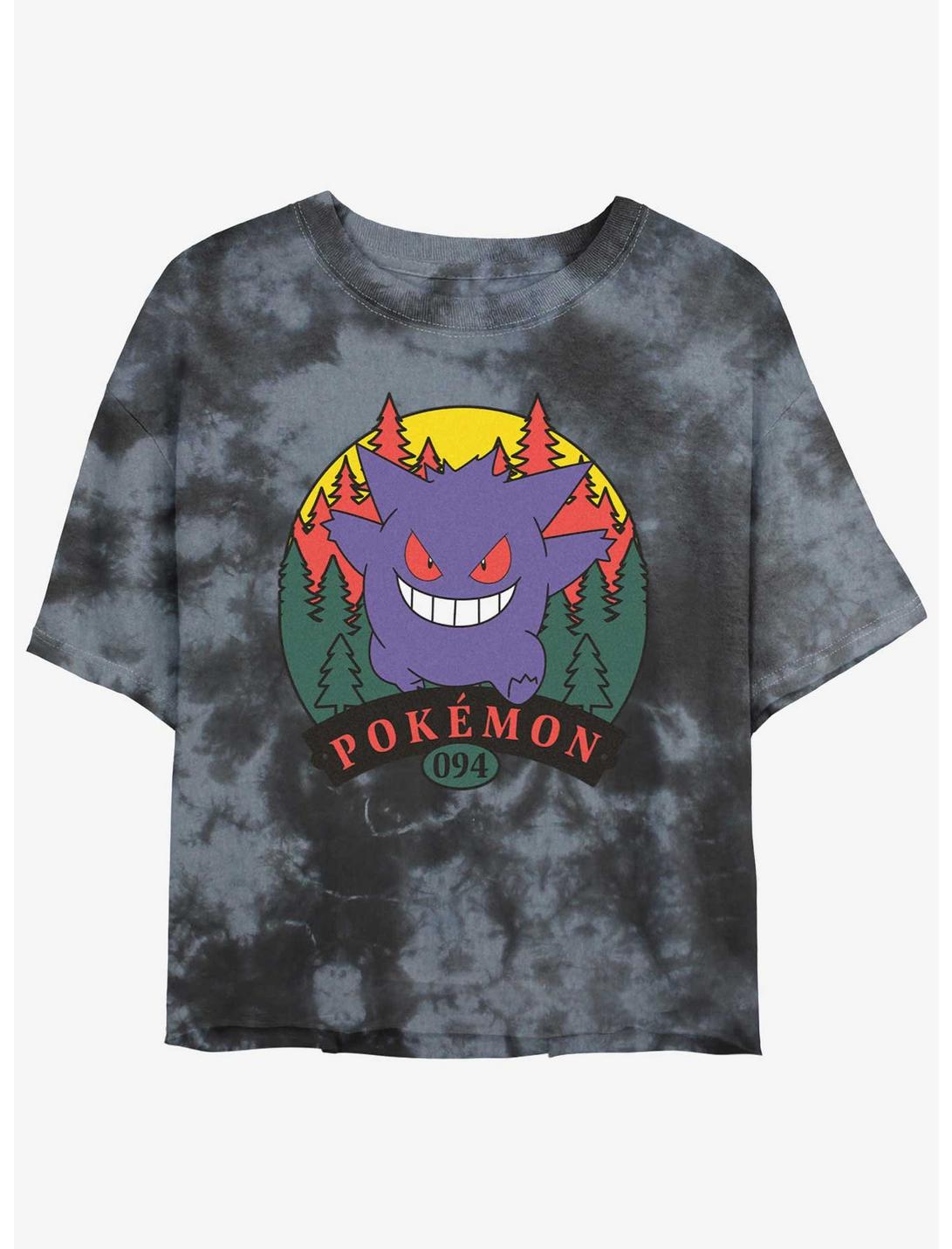 Pokemon Gengar Forest Attack Tie-Dye Womens Crop T-Shirt, BLKCHAR, hi-res