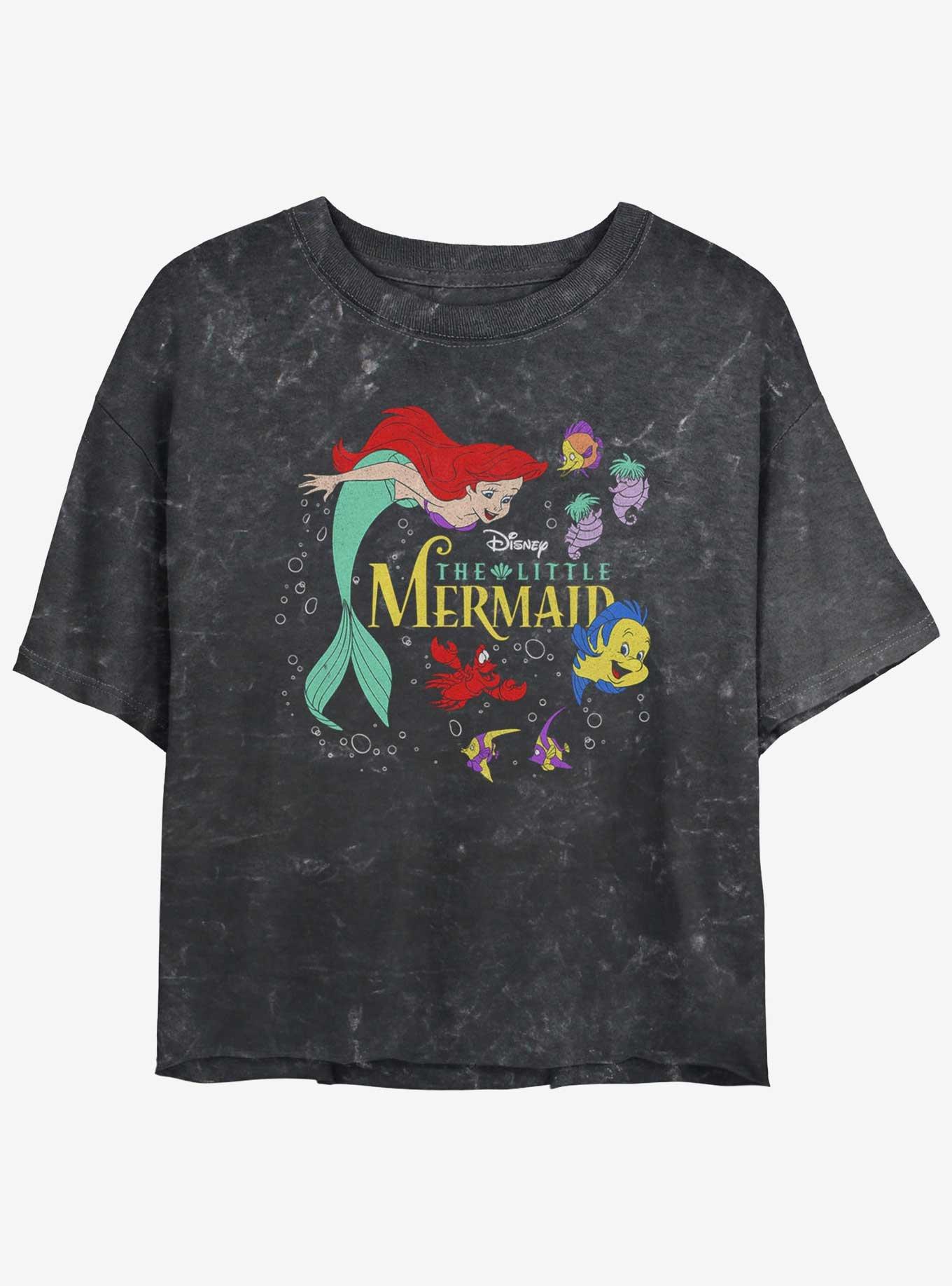 Disney The Little Mermaid Movie Poster Mineral Wash Womens Crop T-Shirt