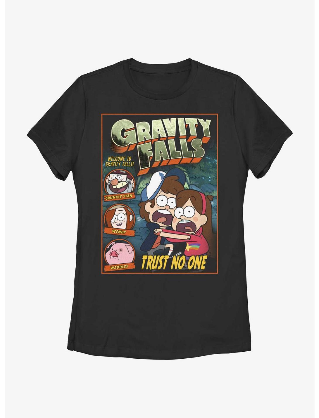 Disney Gravity Falls Trust No One Comic Cover Womens T-Shirt, BLACK, hi-res