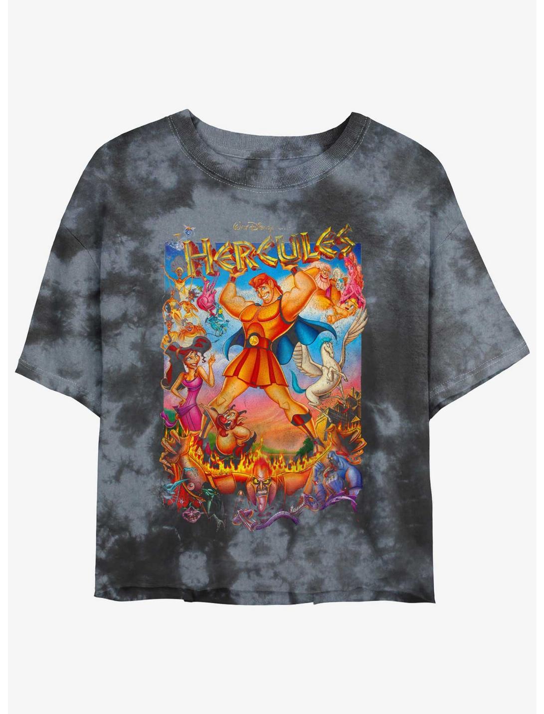 Disney Hercules Movie Poster Tie-Dye Womens Crop T-Shirt, BLKCHAR, hi-res