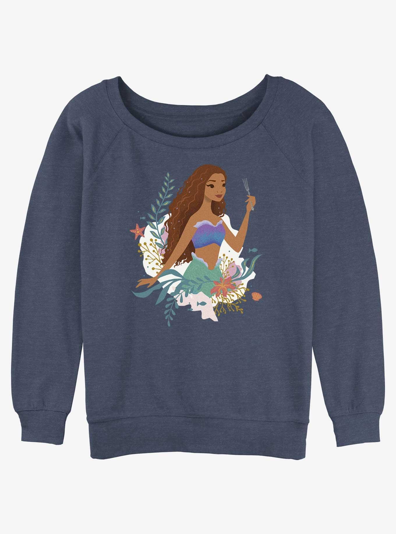 Disney The Little Mermaid Live Action Ariel and The Dinglehopper Womens Slouchy Sweatshirt, BLUEHTR, hi-res