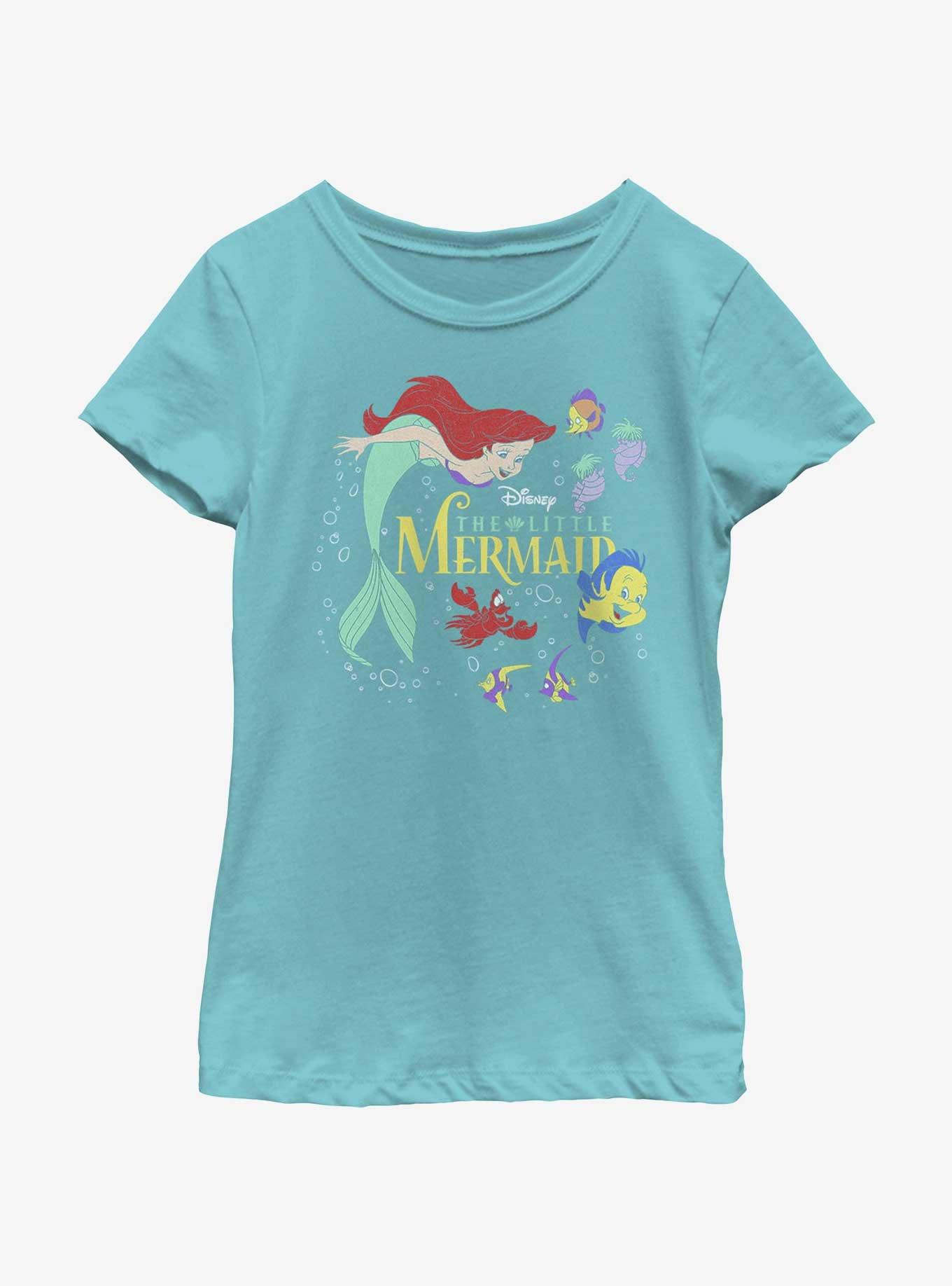 Disney The Little Mermaid Movie Poster Youth Girls T-Shirt, TAHI BLUE, hi-res