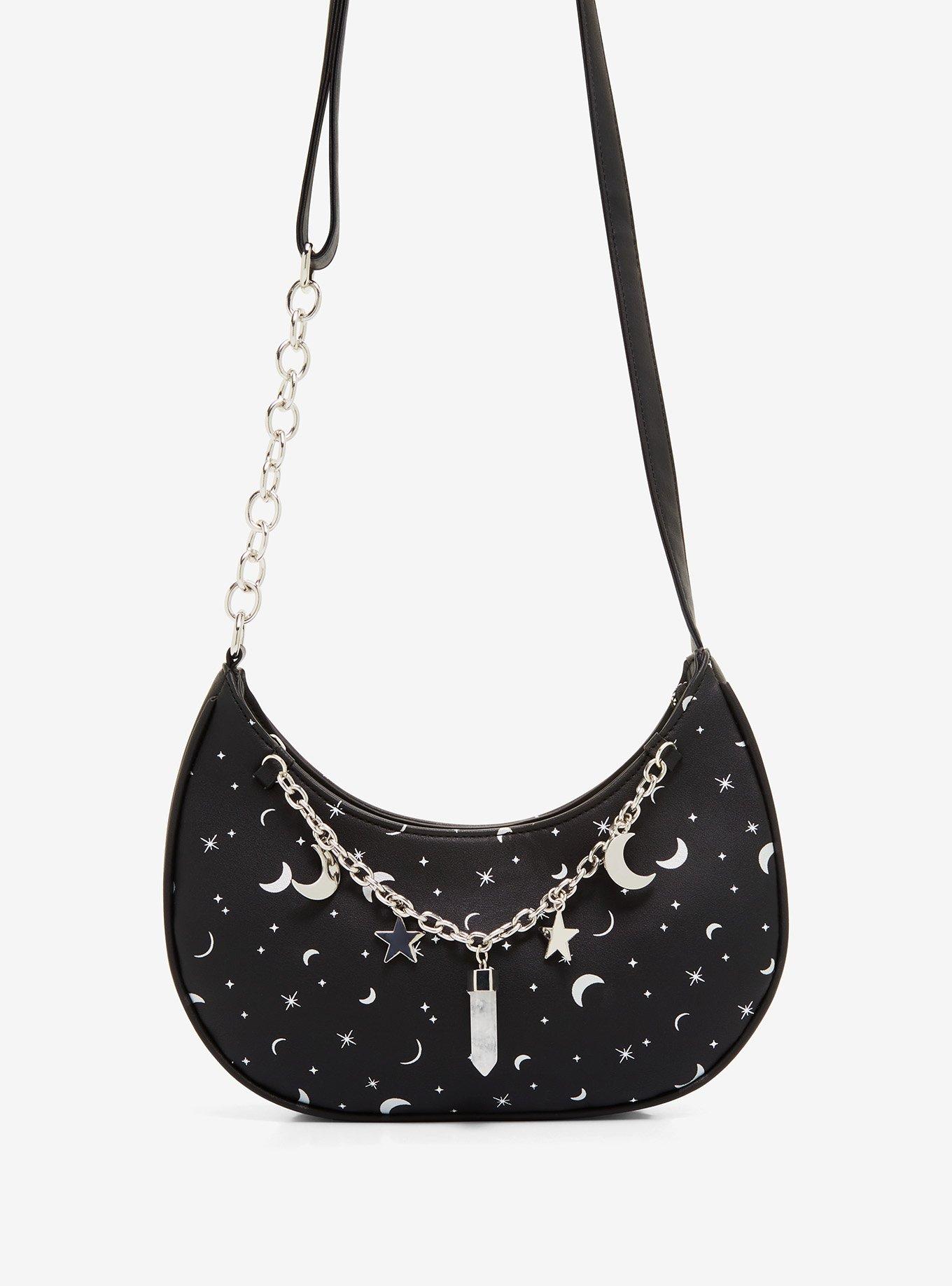 Moon Crystal Chain Crescent Crossbody Bag, , hi-res