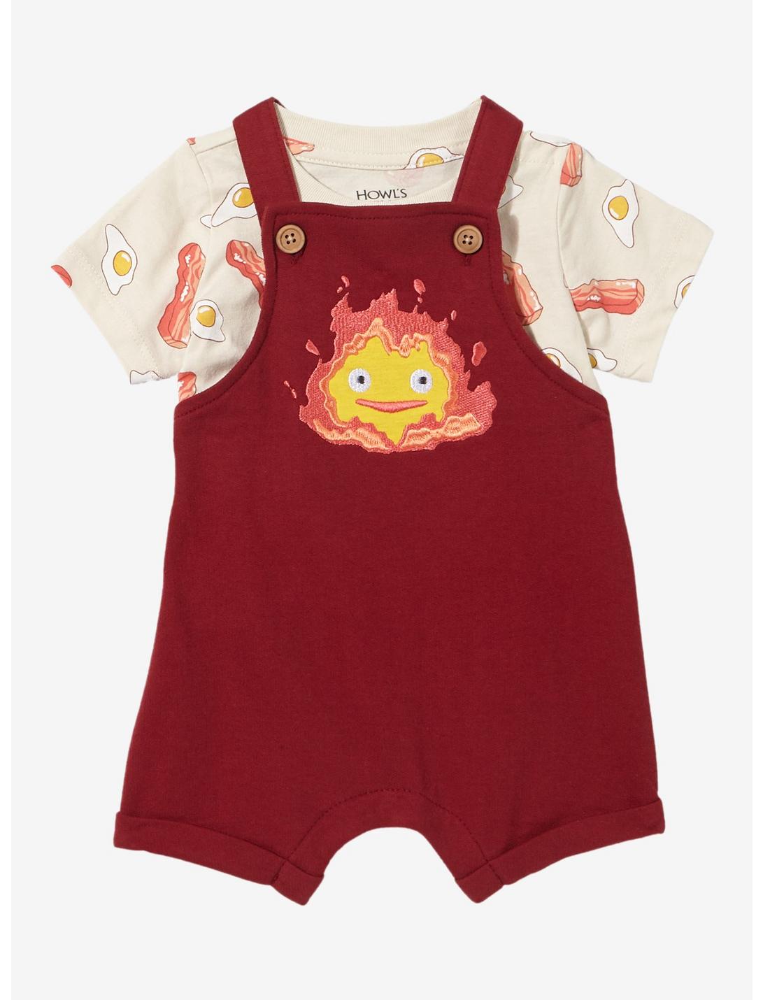Studio Ghibli Howl's Moving Castle Calcifer Infant Overall Set - BoxLunch Exclusive, RED, hi-res
