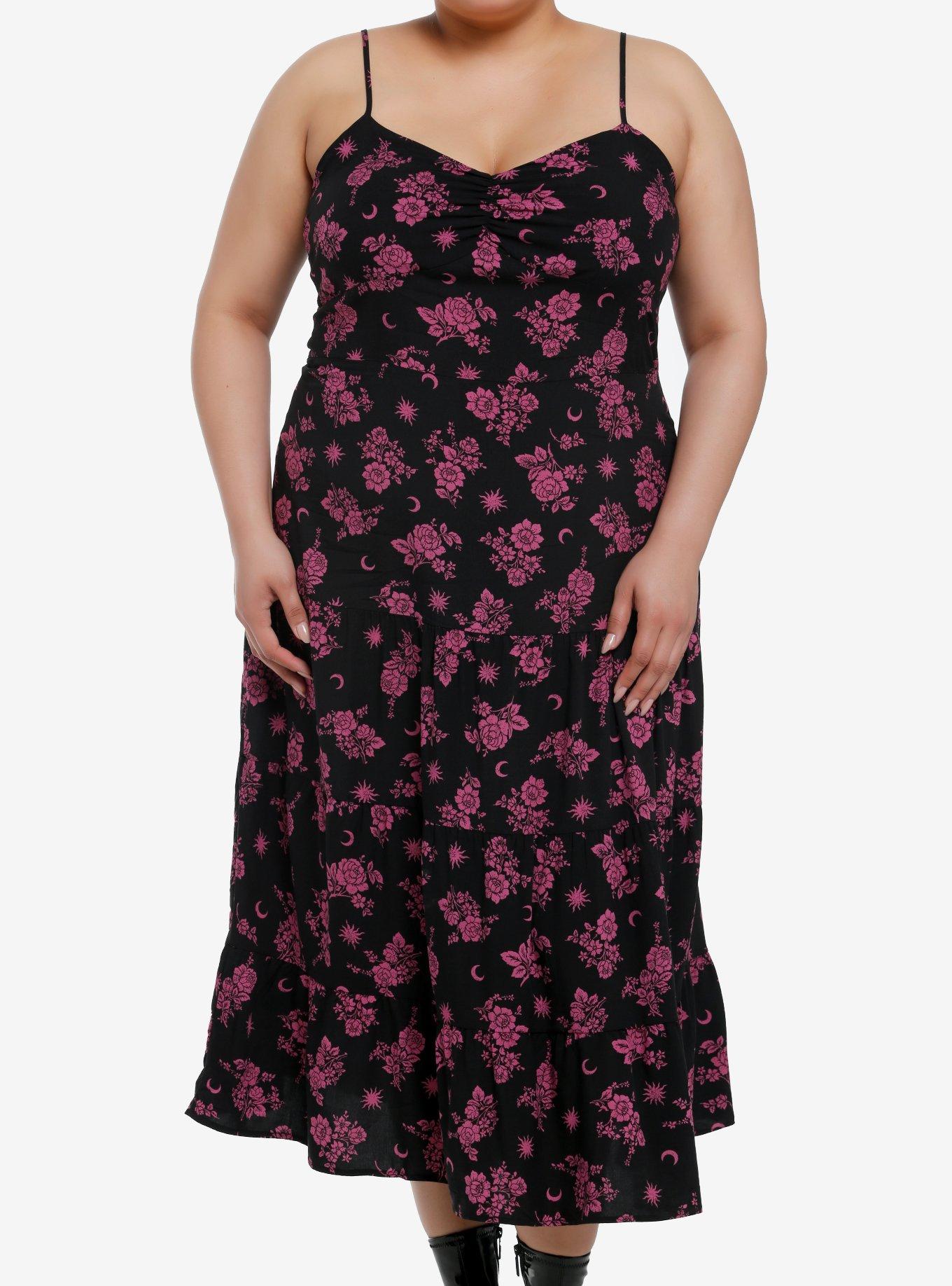 Daisy Street Purple Floral Cami Dress Plus Size, , hi-res