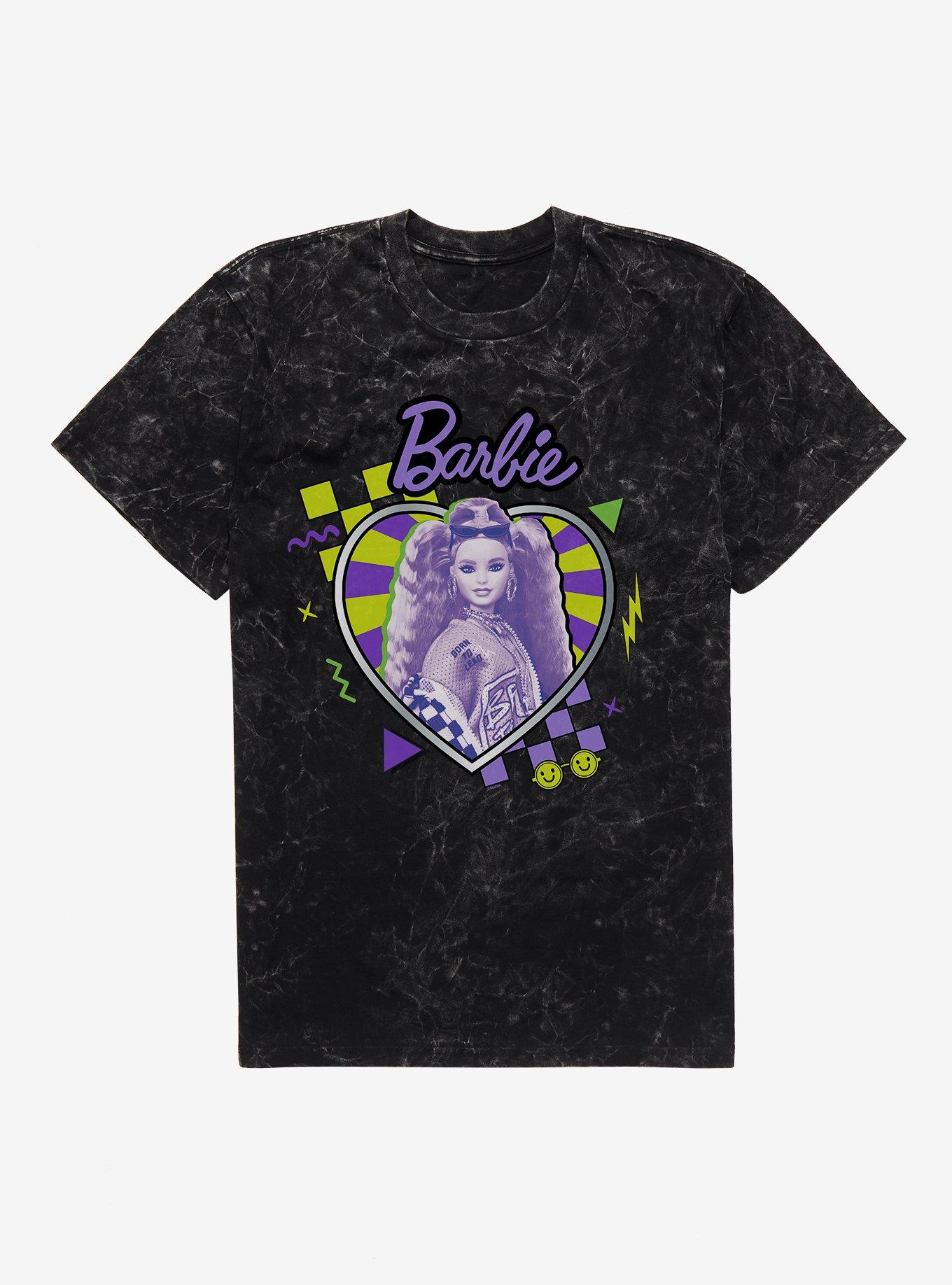 Barbie Extra Doll Heart Mineral Wash T-Shirt, BLACK MINERAL WASH, hi-res