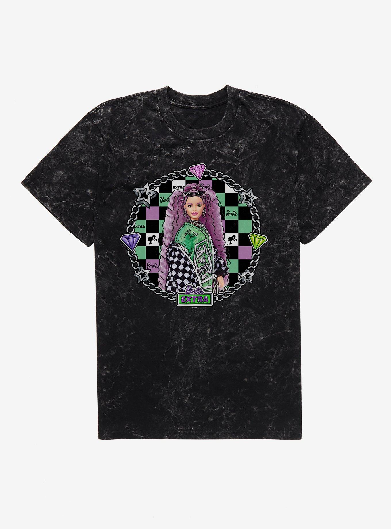 Barbie Extra Doll Green Glam Chain Mineral Wash T-Shirt, BLACK MINERAL WASH, hi-res