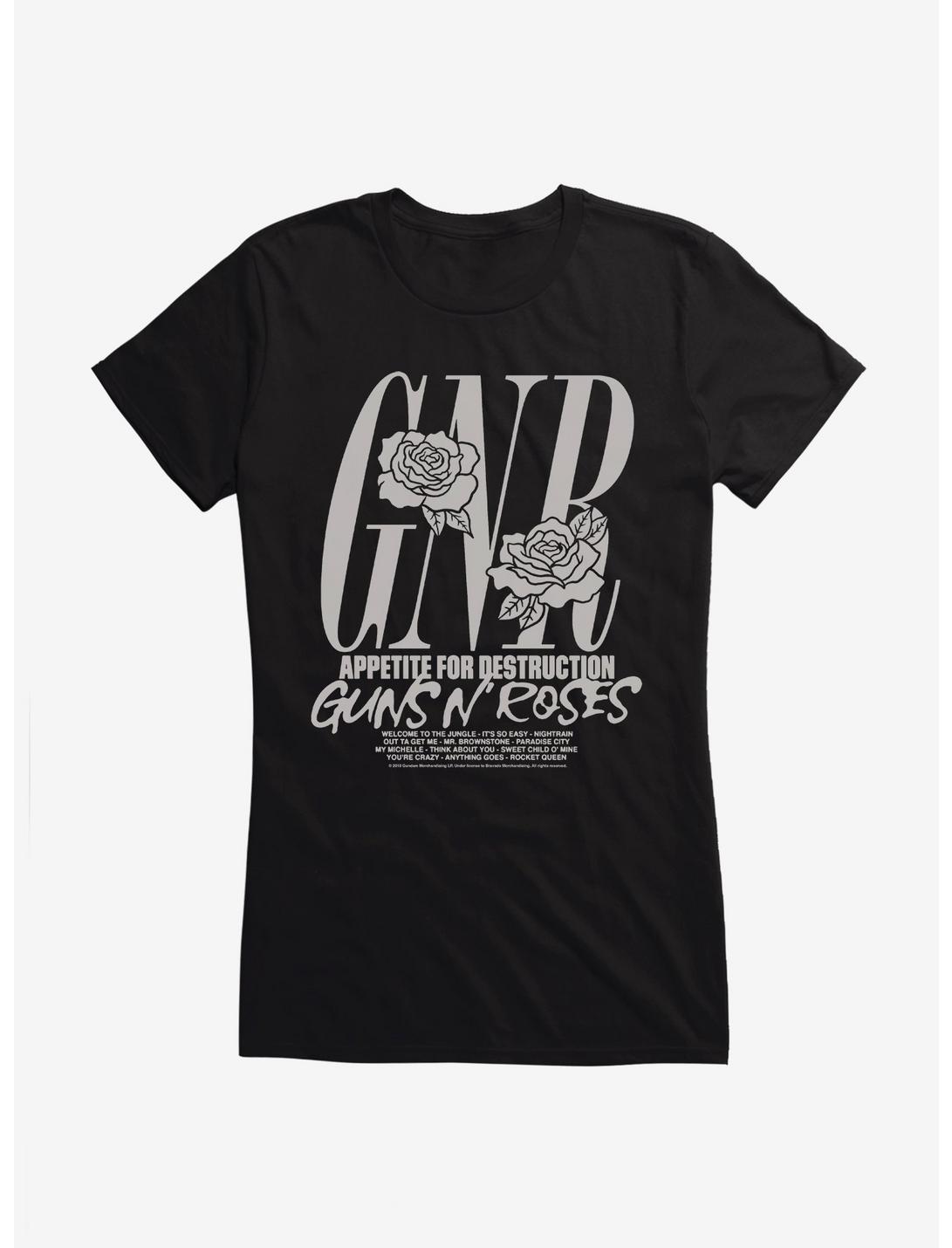 Guns N' Roses Appetite For Destruction Tracklist Girls T-Shirt, BLACK, hi-res