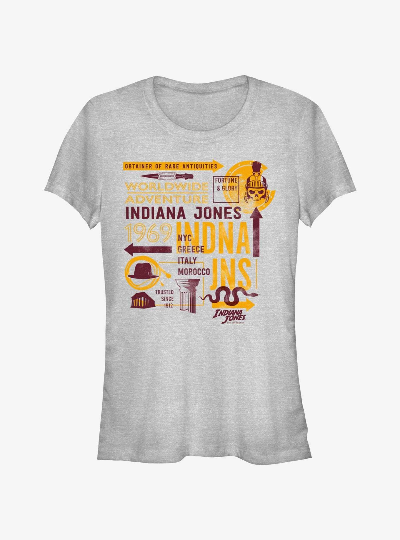 Indiana Jones and the Dial of Destiny Passport Infographic Girls T-Shirt, ATH HTR, hi-res