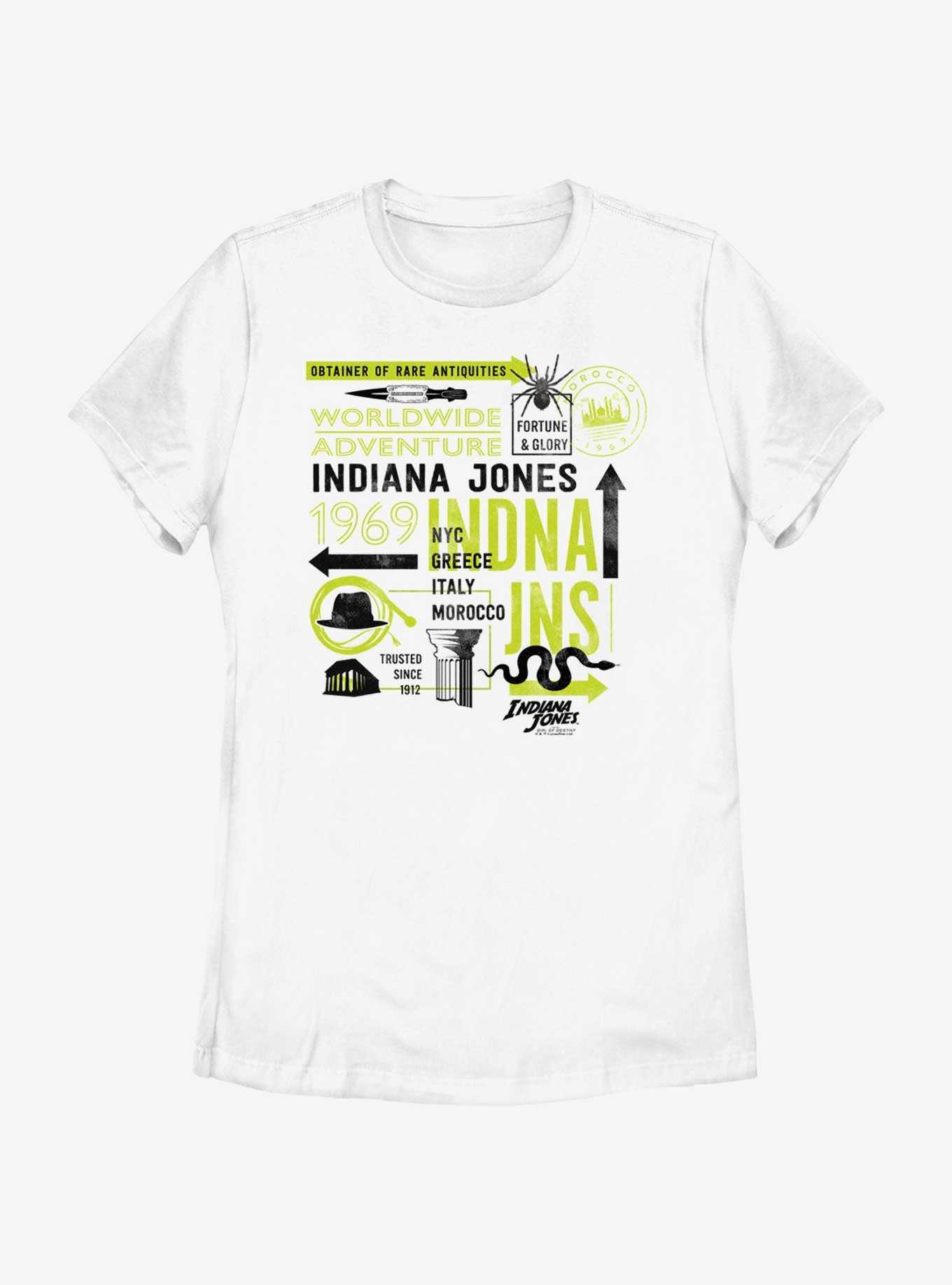 Indiana Jones and the Dial of Destiny Passport Infographic Womens T-Shirt, , hi-res