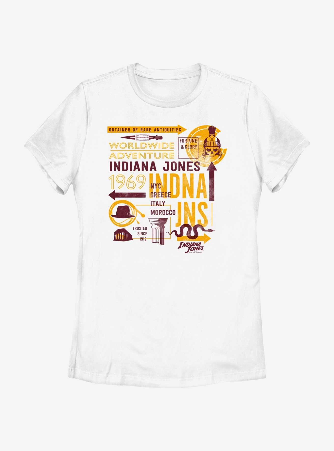 Indiana Jones and the Dial of Destiny Passport Infographic Womens T-Shirt, WHITE, hi-res