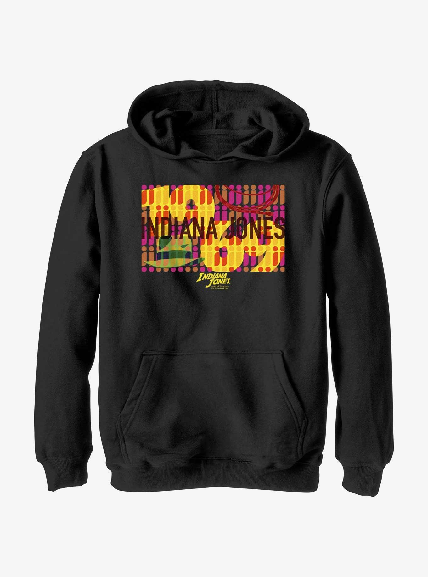 Indiana Jones and the Dial of Destiny Sixties Wallpaper Youth Hoodie, BLACK, hi-res