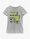 Indiana Jones and the Dial of Destiny Passport Infographic Girls Youth T-Shirt, ATH HTR, hi-res