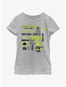 Indiana Jones and the Dial of Destiny Passport Infographic Girls Youth T-Shirt, , hi-res
