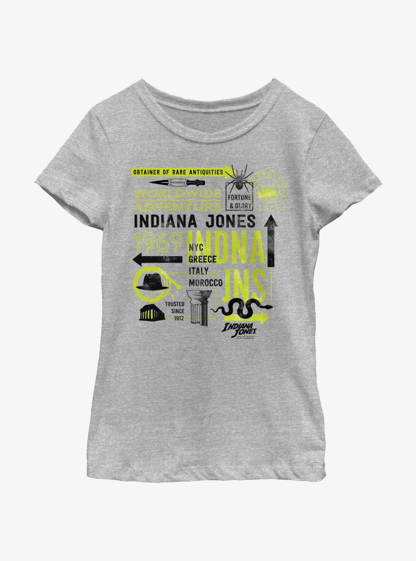 Indiana Jones and the Dial of Destiny Passport Infographic Girls Youth T-Shirt, , hi-res