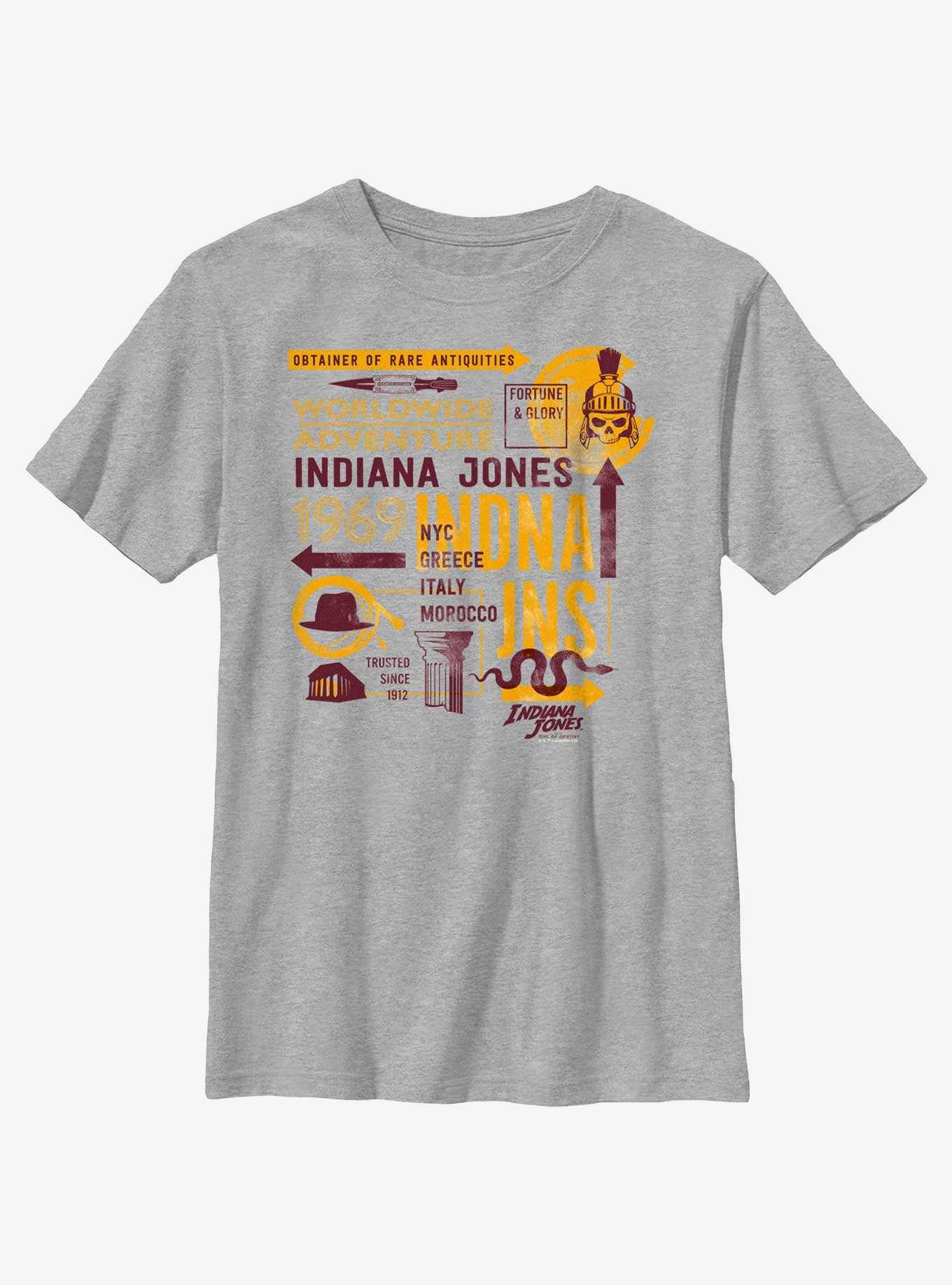 Indiana Jones and the Dial of Destiny Passport Infographic Youth T-Shirt, , hi-res