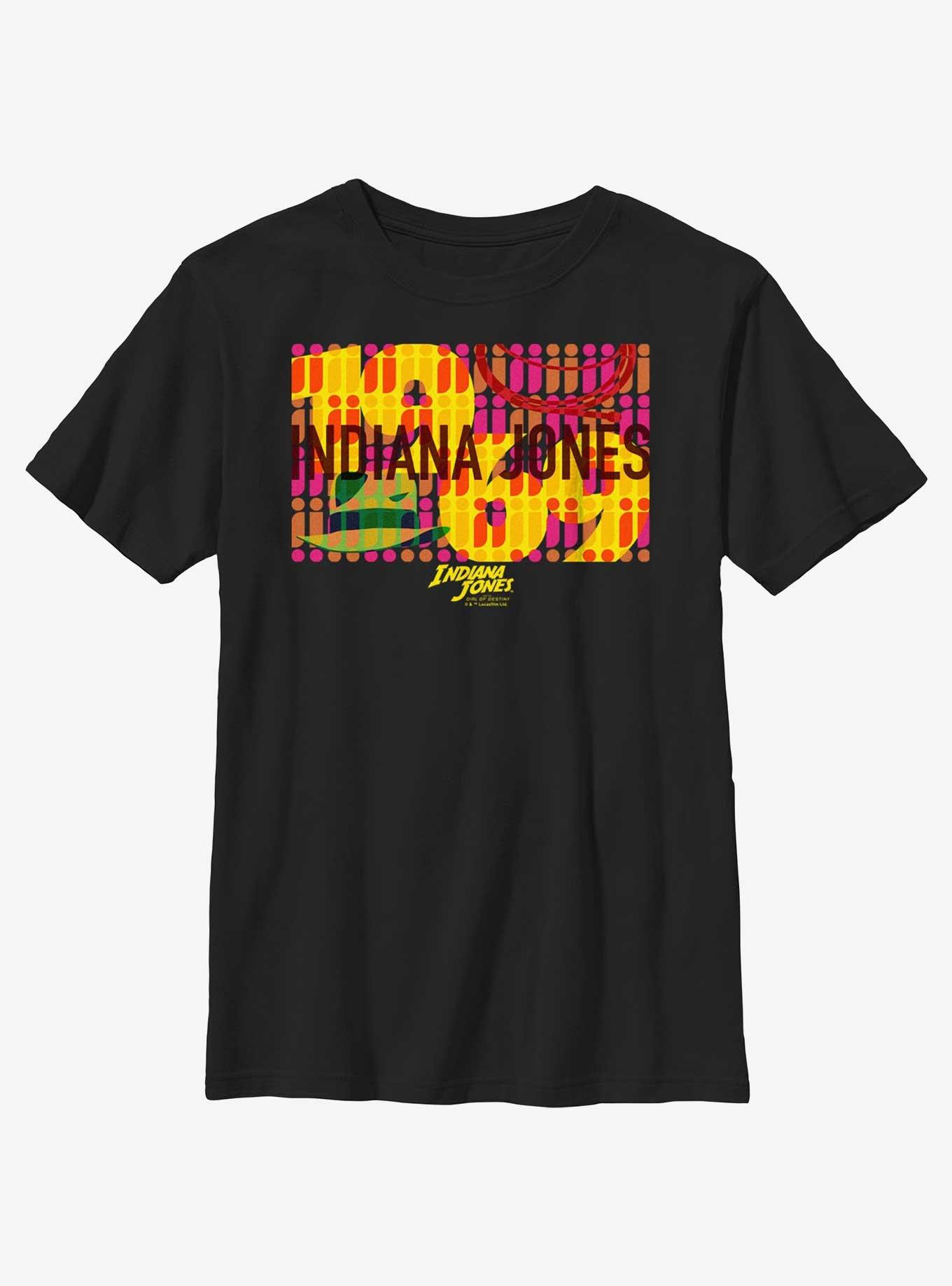 Indiana Jones and the Dial of Destiny Sixties Wallpaper Youth T-Shirt, BLACK, hi-res