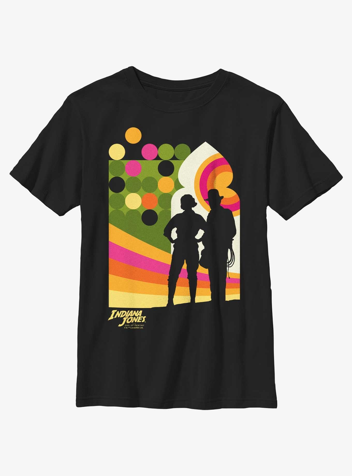 Indiana Jones and the Dial of Destiny Swoosh Duo Youth T-Shirt, BLACK, hi-res