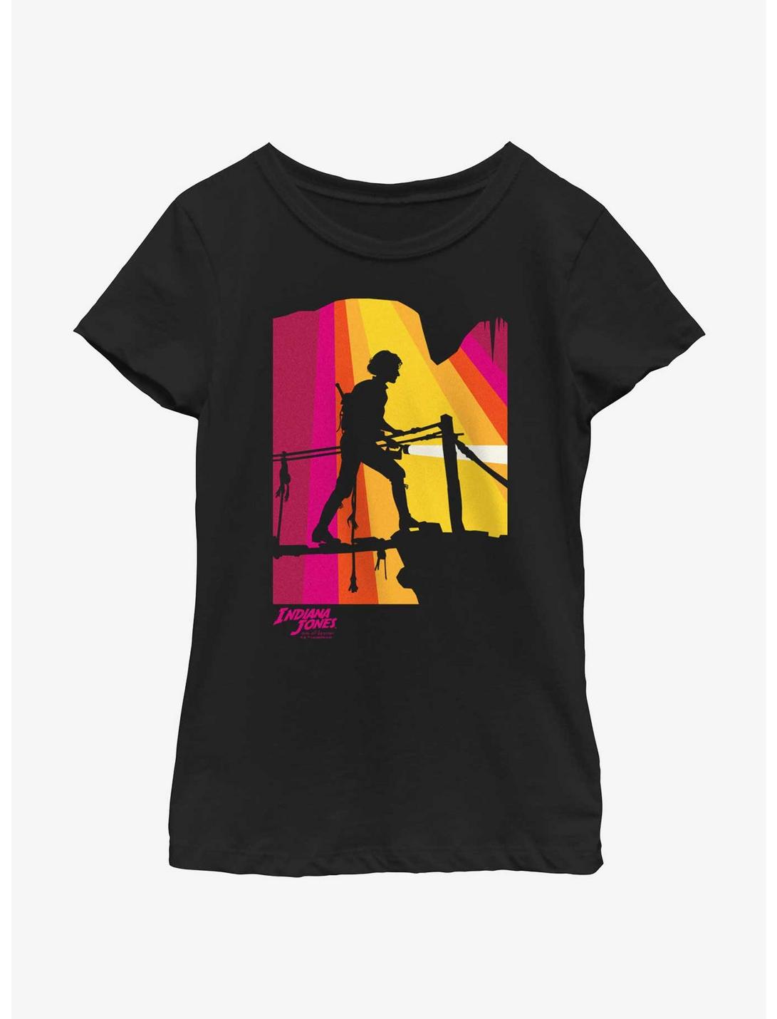 Indiana Jones and the Dial of Destiny Exploring Caves Helena Shaw Girls Youth T-Shirt, BLACK, hi-res