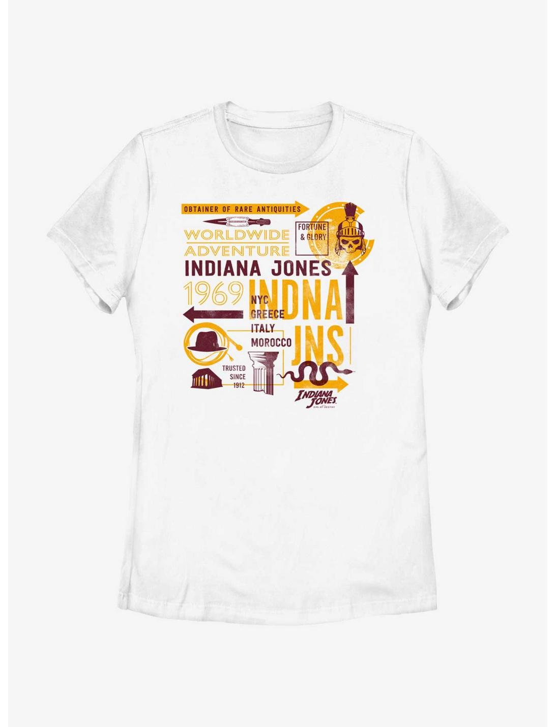 Indiana Jones and the Dial of Destiny Passport Infographic Womens T-Shirt, WHITE, hi-res