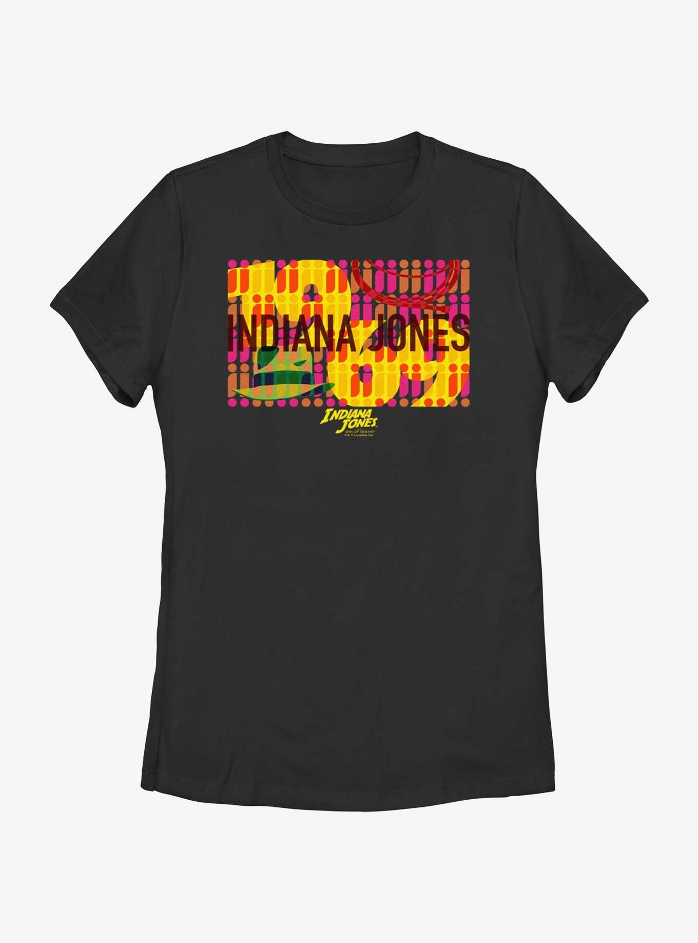 Indiana Jones and the Dial of Destiny Sixties Wallpaper Womens T-Shirt, BLACK, hi-res