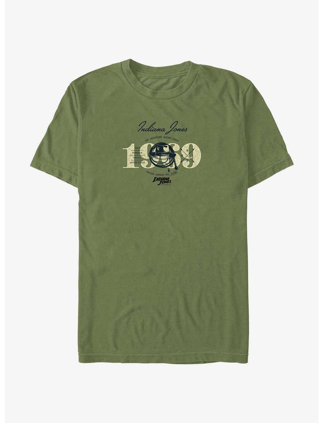 Indiana Jones and the Dial of Destiny 1969 Adventure Begins Again T-Shirt, MIL GRN, hi-res