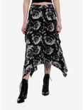 Black & Grey Rose Grommet Hem Hanky Hem Midi Skirt, GREY, hi-res