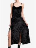 Black Velvet Lace-Up Cami Maxi Dress Plus Size, BLACK, hi-res