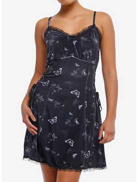 Daisy Street Black Velvet Butterfly Lace-Up Mini Dress, , hi-res