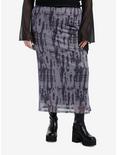 Dark Grey Wash Mesh Midi Skirt Plus Size, GREY, hi-res