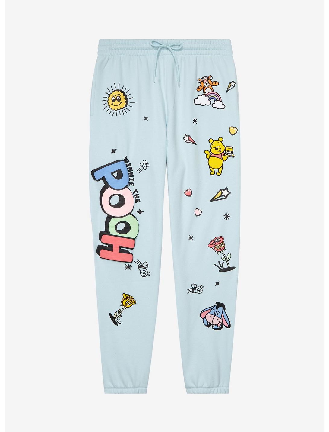 Disney Winnie the Pooh Doodle Icons Allover Print Joggers - BoxLunch Exclusive, LIGHT BLUE, hi-res