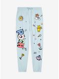 Disney Winnie the Pooh Doodle Icons Allover Print Joggers - BoxLunch Exclusive, LIGHT BLUE, hi-res