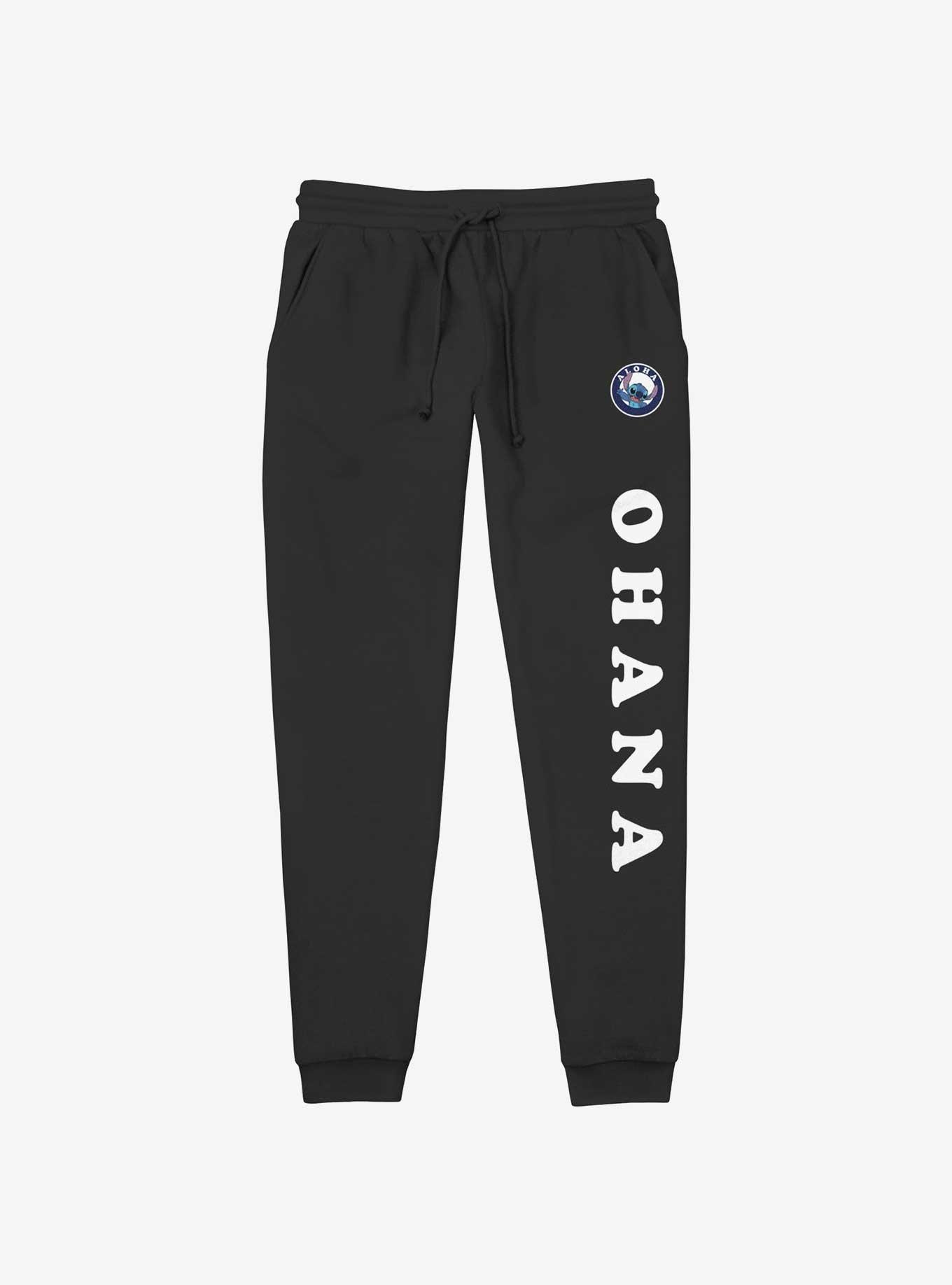 Disney Lilo & Stitch Ohana Text Jogger Sweatpants, BLACK, hi-res