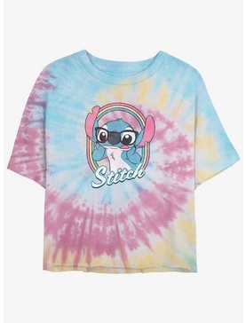 Disney Lilo & Stitch Nerdy Stitch Tie-Dye Girls Crop T-Shirt, , hi-res