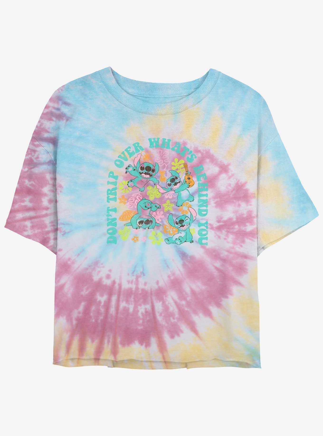 Disney Lilo & Stitch Hippie Stitch Tie-Dye Girls Crop T-Shirt, , hi-res