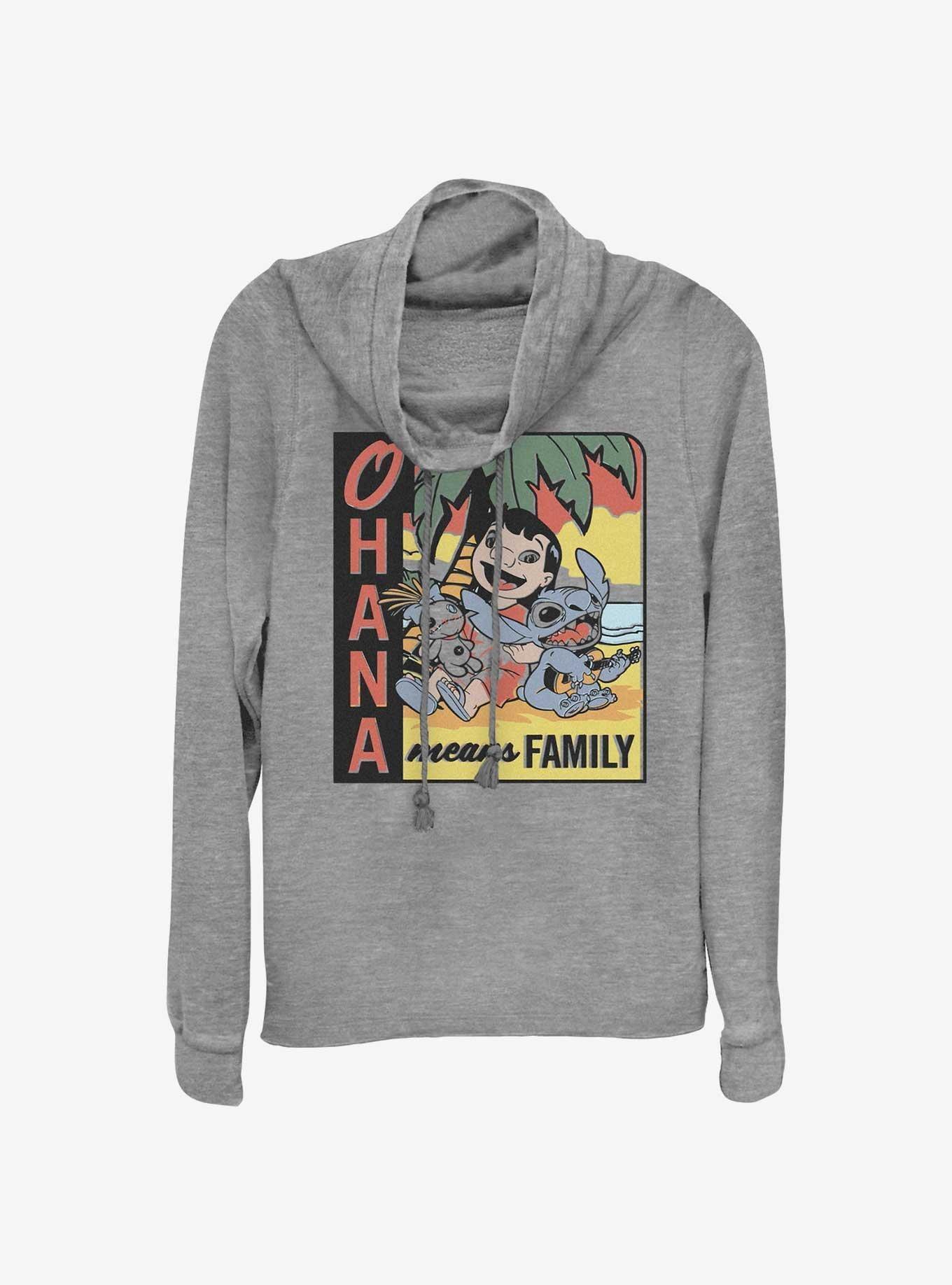 Disney Lilo & Stitch Ohana Means Family Beach Cowl Neck Long-Sleeve Top