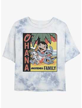 Disney Lilo & Stitch Ohana Means Family Beach Tie-Dye Girls Crop T-Shirt, , hi-res